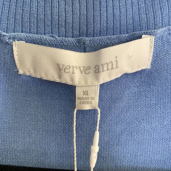 NWT Verve Ami Womens Open Front Cardigan XL Bel Air Blue Striped Lightweight - Picture 4 of 7